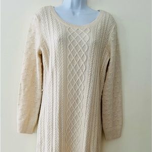 H&M Cream Cable Knit Wool Sweater Dress Size L.  Super cute!